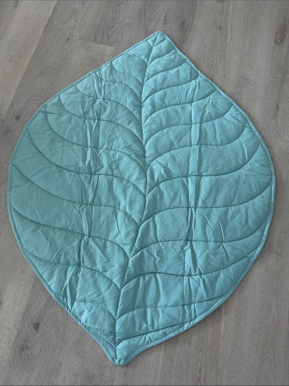 New Leaf-Shaped Quilted Play Mat in Aqua